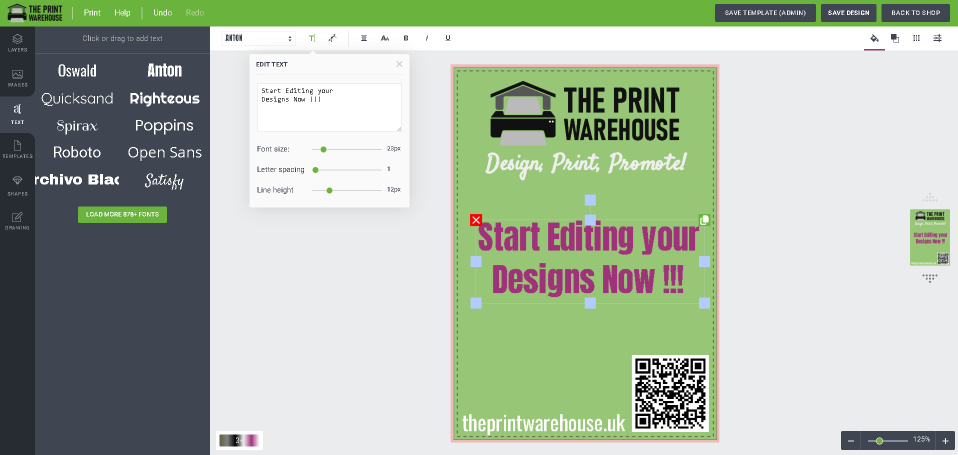 Online Print Designer Tool