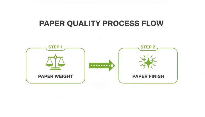 A diagram showing the paper quality process flow, from paper weight to paper finish.