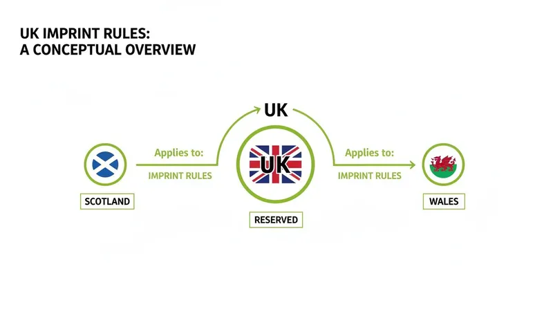 Conceptual overview of UK imprint rules applying to Scotland and Wales, with UK marked as reserved.