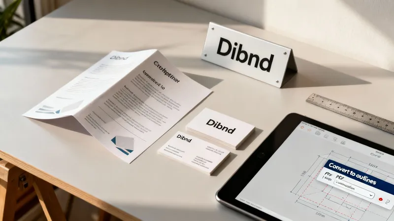 A modern workspace with Dibnd branding materials, a tablet showing design software, and a ruler.