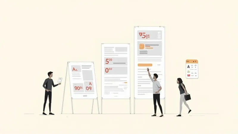 Three individuals collaborate on multiple large screens displaying various data and UI design layouts.