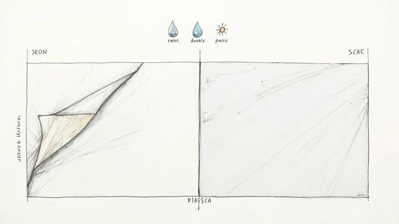 A conceptual sketch diagram comparing two distinct states or materials, with labels and symbolic icons.