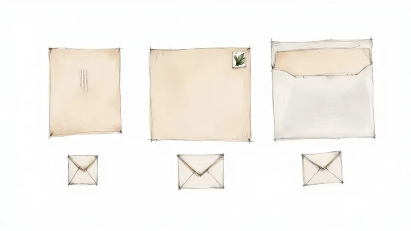 Watercolor illustration showing three envelopes with letters and three A6 size envelope backs