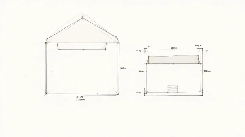 Technical drawing showing front and side view of standard envelope with detailed measurements in millimeters