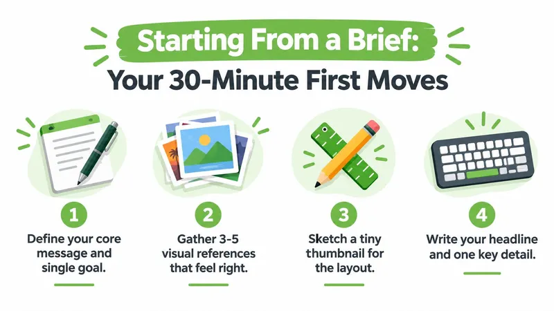 An infographic titled Starting From a Brief showing four steps to kickstart a creative project design process.