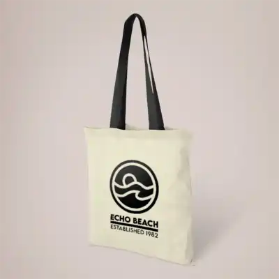 Cotton Tote Bag Coloured Handles, black handle