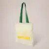 Cotton Tote Bag Coloured Handles, green handle