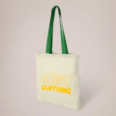 Cotton Tote Bag Coloured Handles, green handle