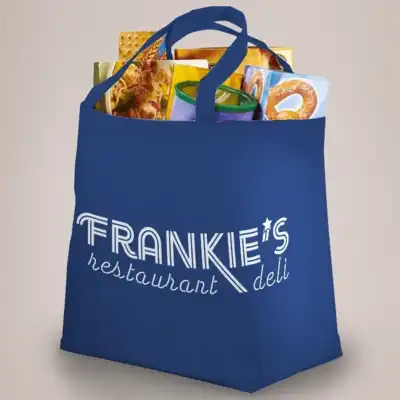 Custom Shopping Bag blue with groceries