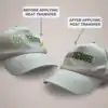 DTF Transfer before and after on caps