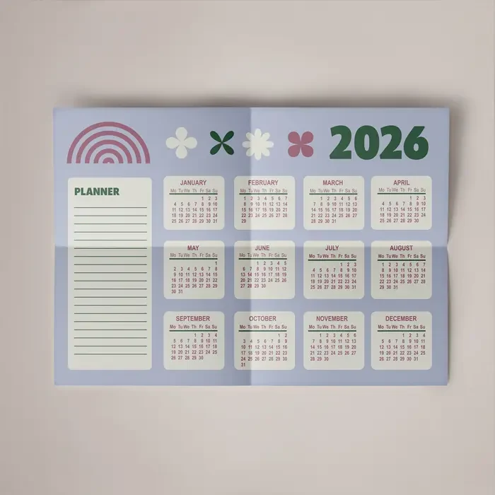 Folded Wall Planner front