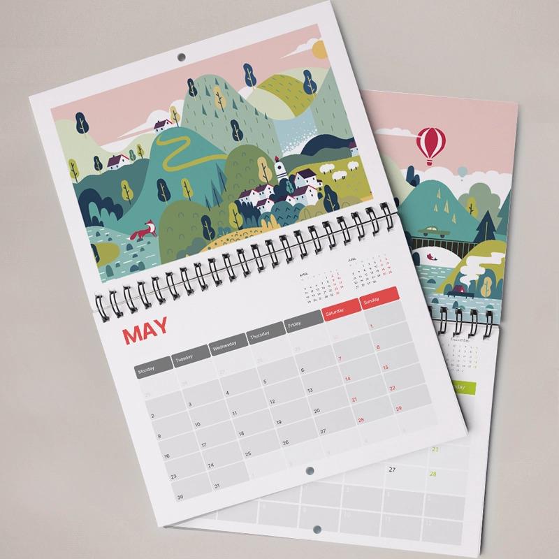 Wiro Bound Drilled Calendars